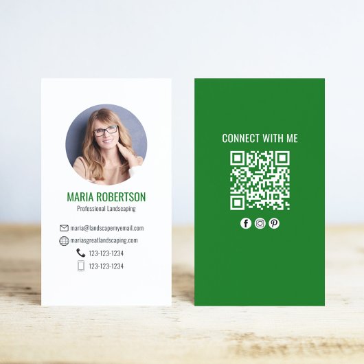 Grüner Foto-QR-Code: Verbinde dich mit mir Visitenkarte