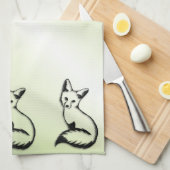 Grüner Fox Geschirrtuch (Viertel Falte)