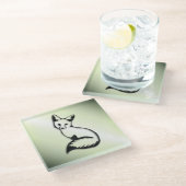 Grüner Fox Glasuntersetzer (Schrägansicht)