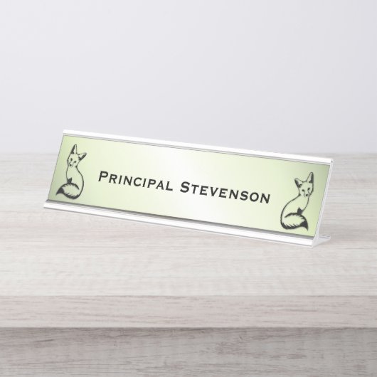 Grüner Fox-Text, auf den abgestimmt Schreibtischnamensplakette (Vorderseite )