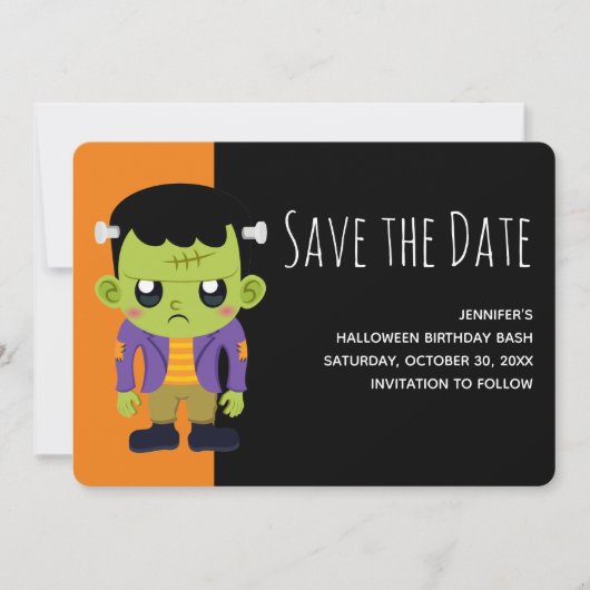 Grüner Frankenstein-Monster-Halloween Save The Date (Vorderseite)