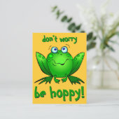Grüner Frog Dont Besorgnis Be Hoppy Postkarten (Stehend Vorderseite)