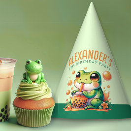 Grüner Frog und Orange Boba Bubble Tee Partyhütchen