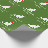 Grüner frohe Weihnacht-Sankt-Katzengewohnheit Geschenkpapier (Ecke)
