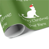 Grüner frohe Weihnacht-Sankt-Katzengewohnheit Geschenkpapier (Rolleneckpunkt)