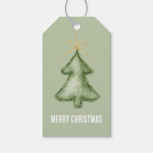 Grüner Frohe Weihnachtsbaum Geschenkanhänger (Vorderseite)
