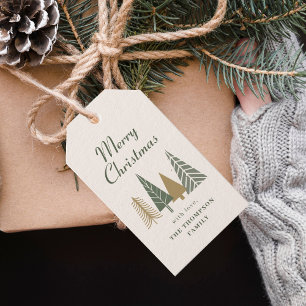 Grüner Froher Weihnachtsbaum Geschenkanhänger