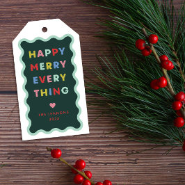 Grüner Fröhlicher Froher Wellig Weihnachts Geschen Geschenkanhänger