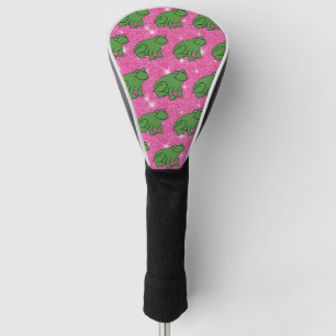 Grüner Frosch Amphibien Tiere Rosa Glitter Fantasy Golf Headcover