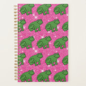 Grüner Frosch Amphibien Tiere Rosa Glitzer Planer (Vorderseite)