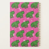 Grüner Frosch Amphibien Tiere Rosa Glitzer Planer (Rückseite)