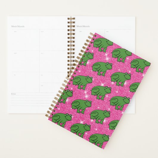 Grüner Frosch Amphibien Tiere Rosa Glitzer Planer (Anzeige)
