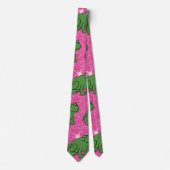 Grüner Frosch Amphibientiere Rosa Glitzer Krawatte (Vorderseite)