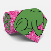 Grüner Frosch Amphibientiere Rosa Glitzer Krawatte (Gerollt)