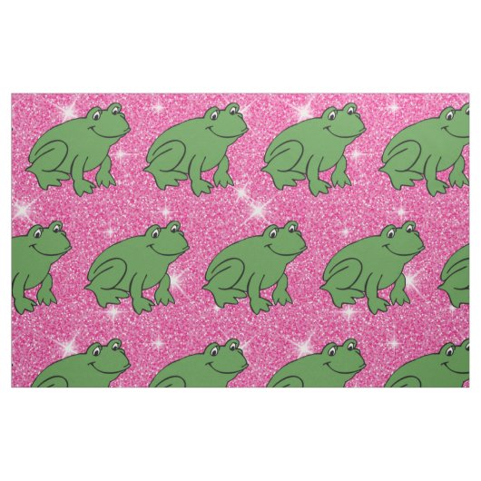 Grüner Frosch Amphibientiere Rosa Glitzer Stoff (Fat Quarter (45,7 x 55,9 cm))