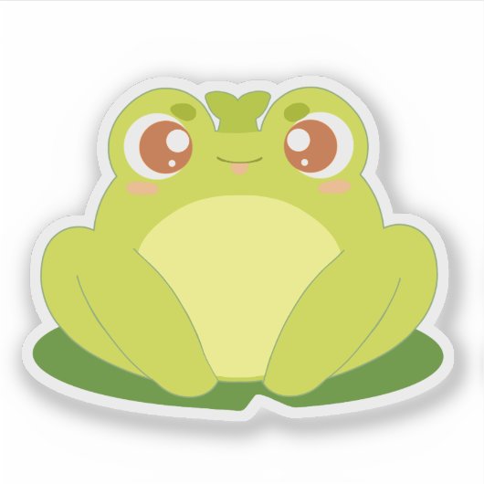 Grüner Frosch auf der Blätter Aufkleber (Vorderseite)