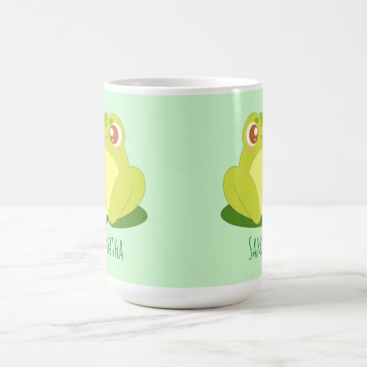 Grüner Frosch auf der Blätter Kaffeetasse (Mittel)