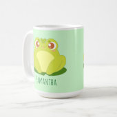 Grüner Frosch auf der Blätter Kaffeetasse (Vorderseite Links)