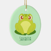 Grüner Frosch auf der Blätter Keramik Ornament (Rechts)