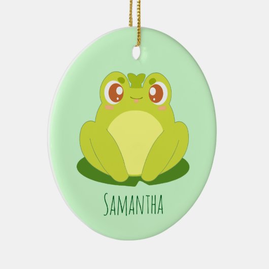 Grüner Frosch auf der Blätter Keramik Ornament (Rechts)