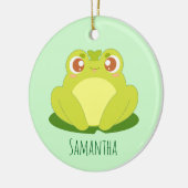 Grüner Frosch auf der Blätter Keramik Ornament (Links)