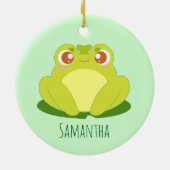 Grüner Frosch auf der Blätter Keramik Ornament (Hinten)