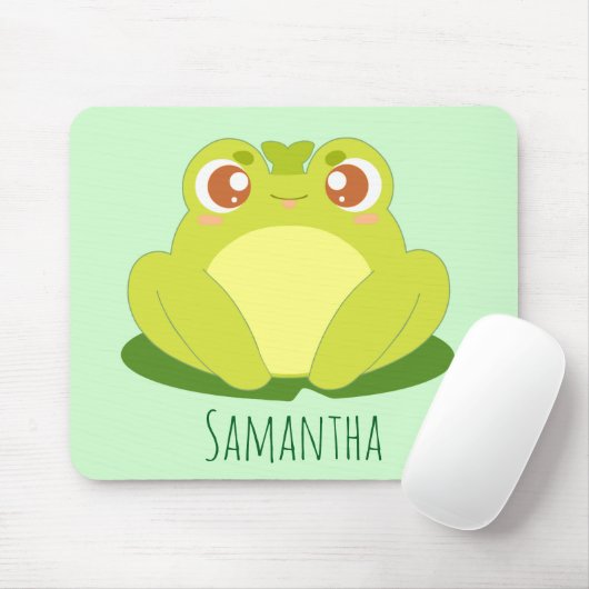 Grüner Frosch auf der Blätter Mousepad (Mit Mouse)