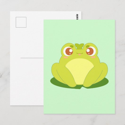 Grüner Frosch auf der Blätter Postkarte (Vorne/Hinten)