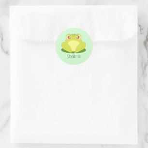Grüner Frosch auf der Blätter Runder Aufkleber