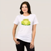 Grüner Frosch auf der Blätter Tri-Blend Shirt (Vorderseite voll)