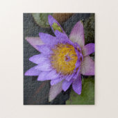 grüner Frosch auf einem lila Puzzle (Vertikal)