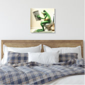 Grüner Frosch auf einer Toilette Leinwanddruck (Insitu (Schlafzimmer))