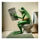 Grüner Frosch auf einer Toilette Poster (Vorderseite)