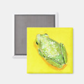 Grüner Frosch auf gelbem Hintergrund Magnet (Vorderseite/Rückseite)