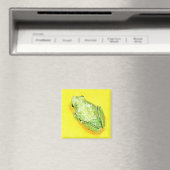 Grüner Frosch auf gelbem Hintergrund Magnet (In Situ (Geschirrspüler))