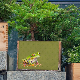 Grüner Frosch auf Papier zum Muster