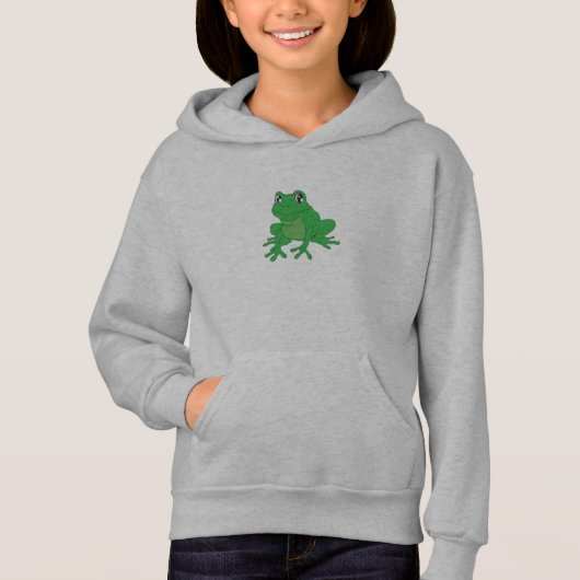 Grüner Frosch auf Pullover Hoodie (Vorderseite)