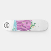 Grüner Frosch auf rosa Schwein Skateboard (Horizontal)