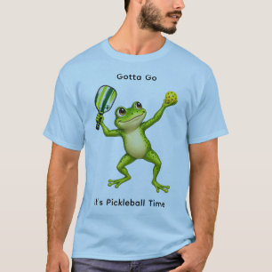 Grüner Frosch beim Pickleball-Spiel T-Shirt