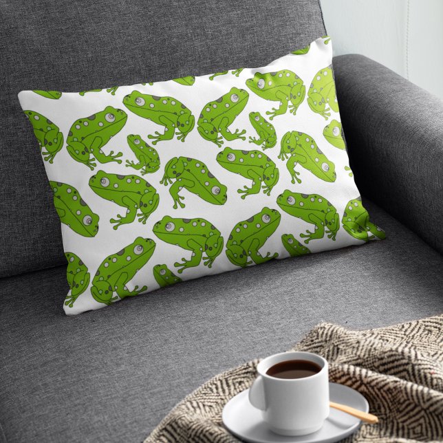 Grüner Frosch Dekokissen (Pillow with cartoon frog design)