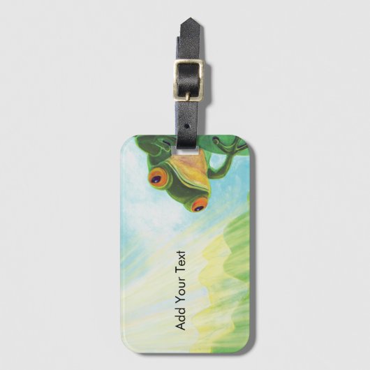 Grüner Frosch, der Rochen fängt Gepäckanhänger (Vorderseite Vertikal)