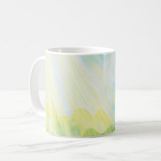 Grüner Frosch, der Rochen fängt Kaffeetasse (Vorderseite Links)