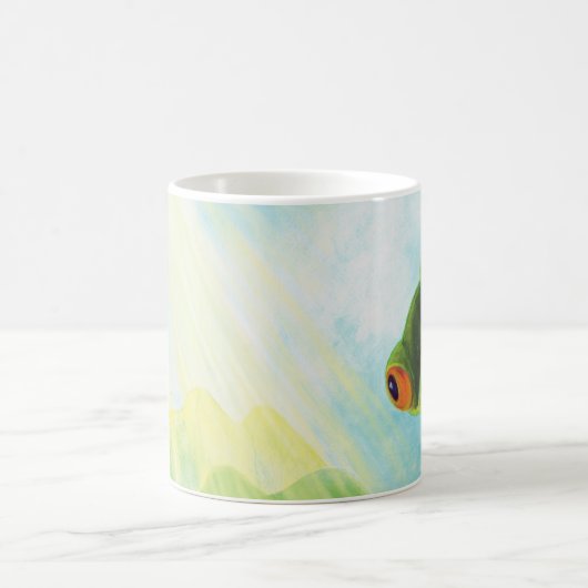 Grüner Frosch, der Rochen fängt Kaffeetasse (Mittel)