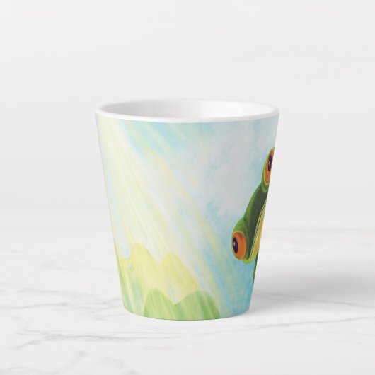 Grüner Frosch, der Rochen fängt Milchtasse (Vorderseite)