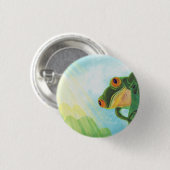 Grüner Frosch, der Sonnenstrahlen fängt Button (Vorne & Hinten)