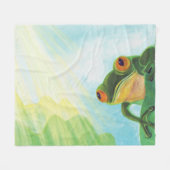 Grüner Frosch, der Sonnenstrahlen fängt Fleecedecke (Vorderseite (Horizontal))