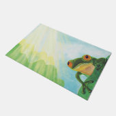 Grüner Frosch, der Sonnenstrahlen fängt Fußmatte (Schrägansicht)