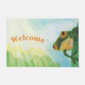 Grüner Frosch, der Sonnenstrahlen fängt Fußmatte (Vorderseite)