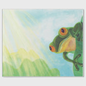 Grüner Frosch, der Sonnenstrahlen fängt Geschenkpapier (Flach)