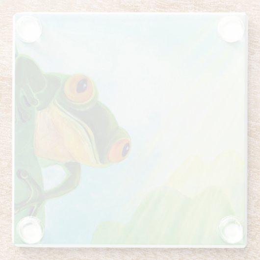 Grüner Frosch, der Sonnenstrahlen fängt Glasuntersetzer (Rückseite)